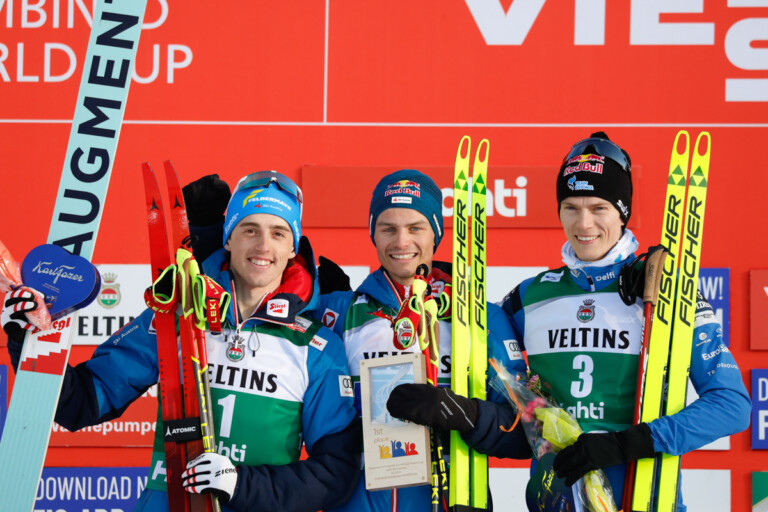 Das Podium: Stefan Rettenegger (AUT), Johannes Lamparter (AUT), Kristjan Ilves (EST), (l-r)