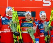 Das Podium der Damen: Mari Leinan Lund (NOR), Ida Marie Hagen (NOR), Gyda Westvold Hansen (NOR), (l-r)