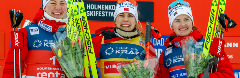 Das Podium der Damen: Mari Leinan Lund (NOR), Ida Marie Hagen (NOR), Gyda Westvold Hansen (NOR), (l-r)