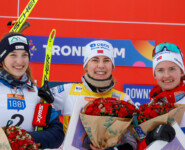 Die Tagessiegerinnen beim Finale: Lisa Hirner (AUT), Ida Marie Hagen (NOR), Gyda Westvold Hansen (NOR) (l-r)