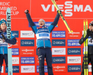 Die Tagessieger der Herren: Stefan Rettenegger (AUT), Johannes Lamparter (AUT), Kristjan Ilves (EST), (l-r)