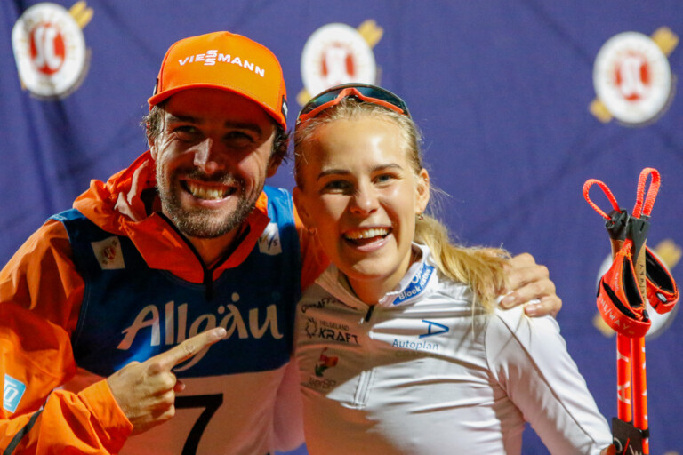 Die beiden Tagessieger: Johannes Rydzek (GER), Ida Marie Hagen (NOR), (l-r)