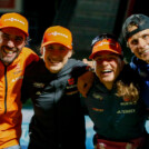 Vier DSV-Athleten auf dem Podium: Johannes Rydzek (GER), Jenny Nowak (GER), Nathalie Armbruster (GER), David Mach (GER), (l-r)