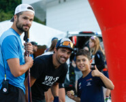 Coach Alex Mougin (FRA), Vincent Descombes Sevoie (FRA), Louison Descombes Sevoie (FRA) (l-r)