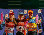Das Podium der Damen: Nathalie Armbruster (GER), Ida Marie Hagen (NOR), Jenny Nowak (GER), (l-r)