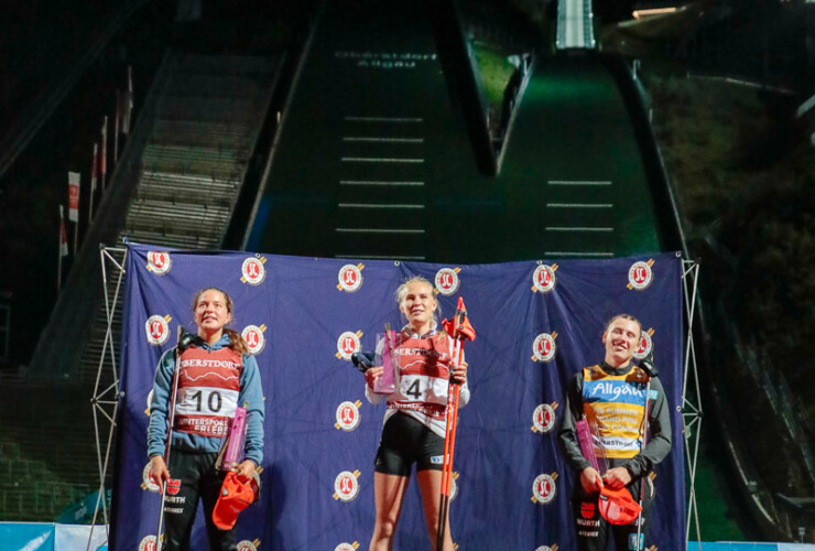 Das Podium der Damen: Nathalie Armbruster (GER), Ida Marie Hagen (NOR), Jenny Nowak (GER), (l-r)