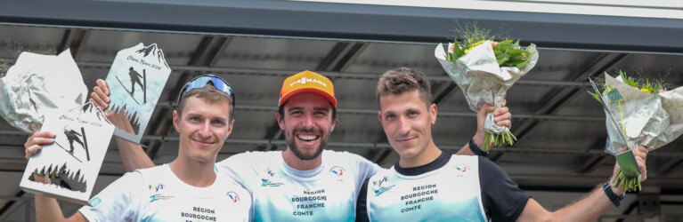 Das Podium der Herren: Manuel Faisst (GER), Johannes Rydzek (GER), Laurent Muhlethaler (FRA), (l-r)