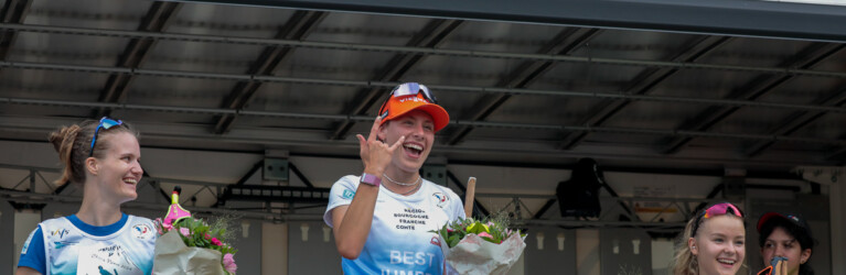 Das Podium der Damen: Ema Volavsek (SLO), Jenny Nowak (GER), Minja Korhonen (FIN)