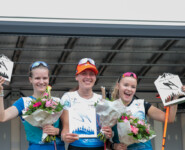Das Podium der Damen: Ema Volavsek (SLO), Jenny Nowak (GER), Minja Korhonen (FIN)