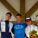 Die Gesamtsieger der Herren: Matteo Baud (FRA), Laurent Muhlethaler (FRA), Pascal Mueller (SUI), (l-r)