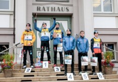 Die Tagessieger: Terence Weber (GER), David Mach (GER), Wendelin Thannheimer (GER), Jakob Lange (GER), Manuel Faisst (GER), Jiri Konvalinka (CZE) (l-r)