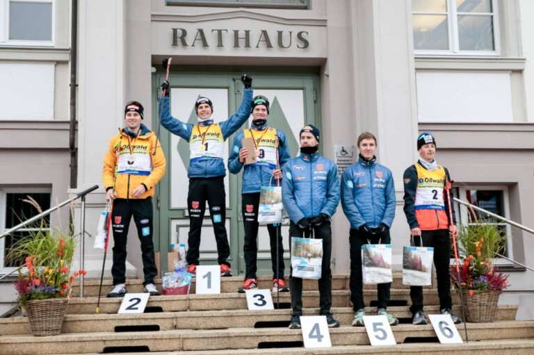 Die Tagessieger: Terence Weber (GER), David Mach (GER), Wendelin Thannheimer (GER), Jakob Lange (GER), Manuel Faisst (GER), Jiri Konvalinka (CZE) (l-r)