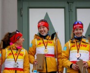 Die Tagessiegerinnen: Nathalie Armbruster (GER), Jenny Nowak (GER), Svenja Wuerth (GER), (l-r)