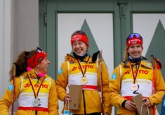 Die Tagessiegerinnen: Nathalie Armbruster (GER), Jenny Nowak (GER), Svenja Wuerth (GER), (l-r)