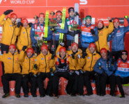 Julian Schmid (GER), Johannes Rydzek (GER), Vinzenz Geiger (GER), Team D (l-r)