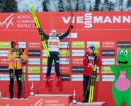 Das Podium der Damen: Nathalie Armbruster (GER), Ida Marie Hagen (NOR), Gyda Westvold Hansen (NOR) (l-r)