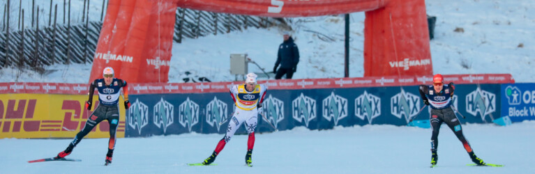 Vinzenz Geiger (GER), Jarl Magnus Riiber (NOR), Julian Schmid (GER), (l-r)