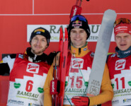 Das Podium der Herren: Ilkka Herola (FIN), Vinzenz Geiger (GER), Julian Schmid (GER), (l-r)