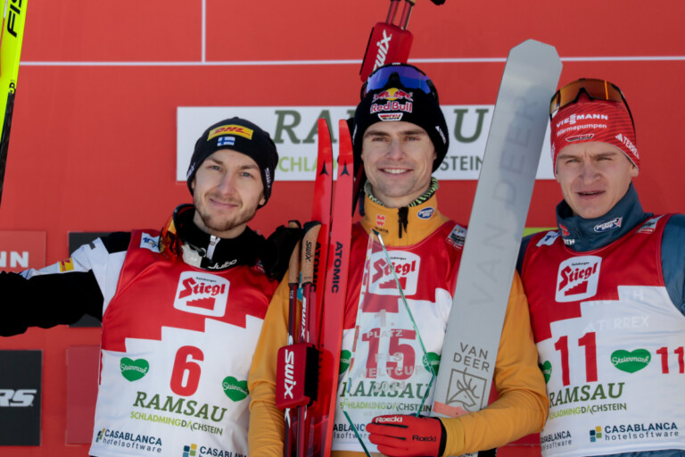 Das Podium der Herren: Ilkka Herola (FIN), Vinzenz Geiger (GER), Julian Schmid (GER), (l-r)