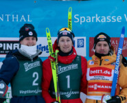 Das Podium vom Samstag: Matteo Baud (FRA), Espen Bjoernstad (NOR), Jakob Lange (GER), (l-r)