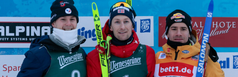 Das Podium vom Samstag: Matteo Baud (FRA), Espen Bjoernstad (NOR), Jakob Lange (GER), (l-r)