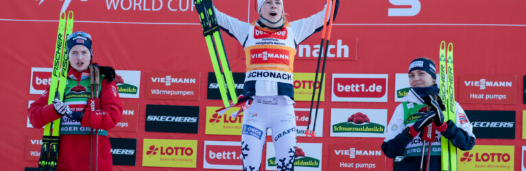 Das Podium der Damen: Gyda Westvold Hansen (NOR), Ida Marie Hagen (NOR), Marte Leinan Lund (NOR), (l-r)