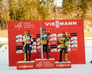Jarl Magnus Riiber (NOR), Vinzenz Geiger (GER), Julian Schmid (GER) (l-r)