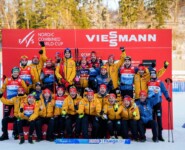 Maria Gerboth (GER), Nathalie Armbruster (GER), Jenny Nowak (GER), Sophia Maurus (GER), Vinzenz Geiger (GER), Wendelin Thannheimer (GER), Julian Schmid (GER), David Mach (GER), Johannes Rydzek (GER), Manuel Faisst (GER), Tristan Sommerfeldt (GER), (l-r)