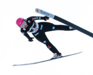 Nathalie Armbruster (GER) lag nach dem Springen in Führung.