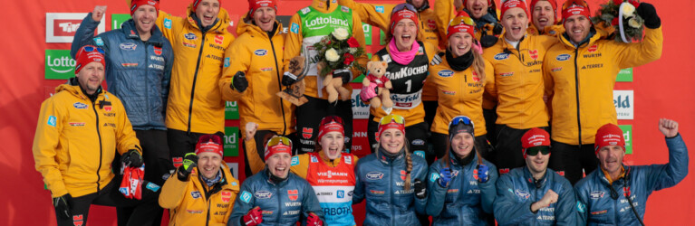 Vinzenz Geiger (GER) und Nathalie Armbruster (GER) mit dem deutschen Team