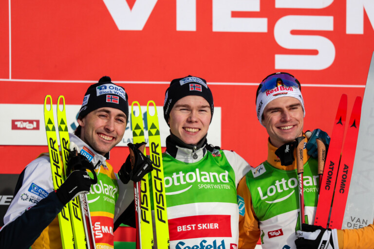 Jarl Magnus Riiber (NOR), Jens Luraas Oftebro (NOR), Vinzenz Geiger (GER), (l-r)