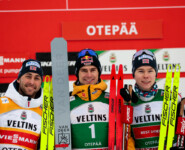 Jarl Magnus Riiber (NOR), Vinzenz Geiger (GER), Jens Luraas Oftebro (NOR), (l-r)