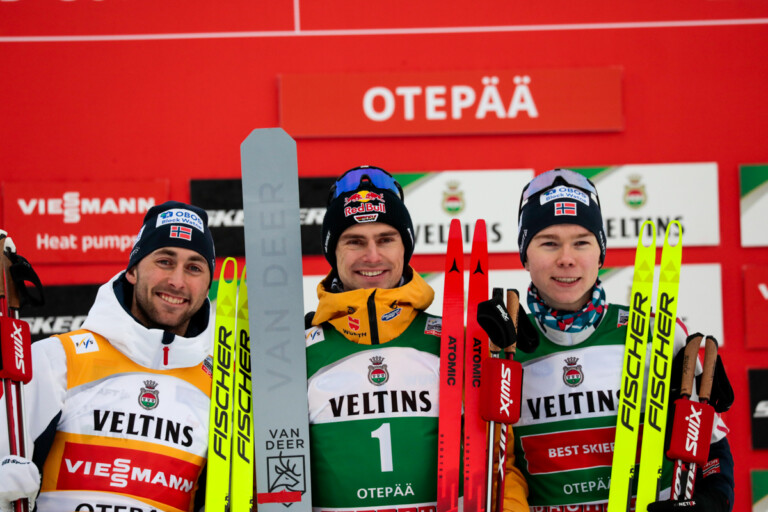 Jarl Magnus Riiber (NOR), Vinzenz Geiger (GER), Jens Luraas Oftebro (NOR), (l-r)