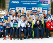 Simen Tiller (NOR), Espen Bjoernstad (NOR), Jarl Magnus Riiber (NOR), Joergen Graabak (NOR), Jens Luraas Oftebro (NOR), (l-r)