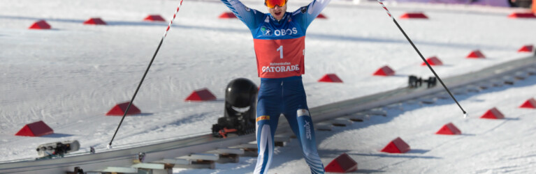 Ilkka Herola (FIN) feiert seinen ersten Weltcupsieg.