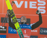 Ilkka Herola (FIN) feiert seinen ersten Weltcupsieg.