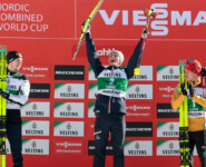 Das Podium des Tages: Ilkka Herola (FIN), Johannes Lamparter (AUT), Julian Schmid (GER), (l-r)