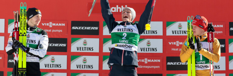 Das Podium des Tages: Ilkka Herola (FIN), Johannes Lamparter (AUT), Julian Schmid (GER), (l-r)