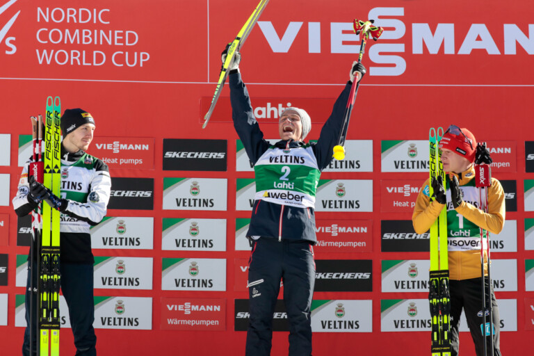 Das Podium des Tages: Ilkka Herola (FIN), Johannes Lamparter (AUT), Julian Schmid (GER), (l-r)