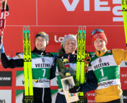 Das Podium des Tages: Ilkka Herola (FIN), Johannes Lamparter (AUT), Julian Schmid (GER), (l-r)