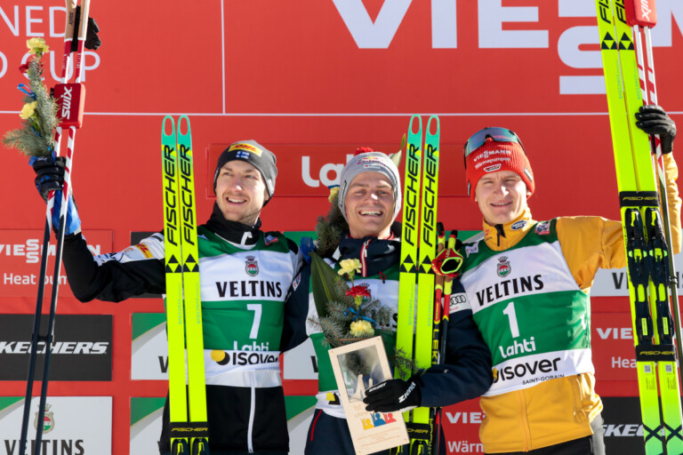 Das Podium des Tages: Ilkka Herola (FIN), Johannes Lamparter (AUT), Julian Schmid (GER), (l-r)