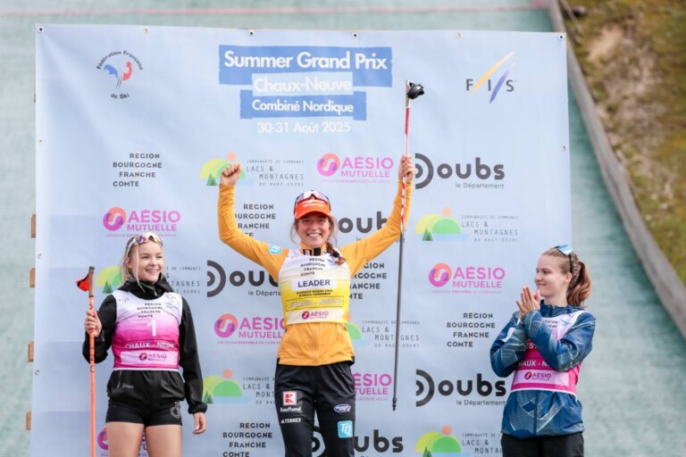 Das Damen-Podium: Minja Korhonen (FIN), Nathalie Armbruster (GER), Ema Volavsek (SLO), (l-r)