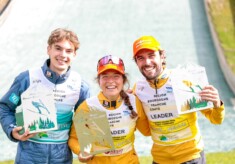 Drei Deutsche auf dem Podium: Richard Stenzel (GER), Nathalie Armbruster (GER), Johannes Rydzek (GER), (l-r)