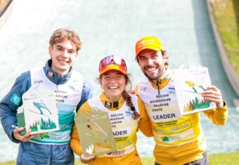 Drei Deutsche auf dem Podium: Richard Stenzel (GER), Nathalie Armbruster (GER), Johannes Rydzek (GER), (l-r)
