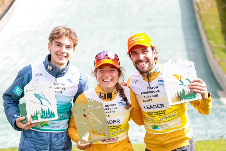 Drei Deutsche auf dem Podium: Richard Stenzel (GER), Nathalie Armbruster (GER), Johannes Rydzek (GER), (l-r)