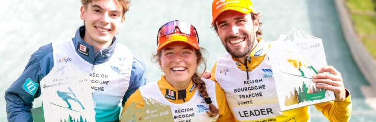 Drei Deutsche auf dem Podium: Richard Stenzel (GER), Nathalie Armbruster (GER), Johannes Rydzek (GER), (l-r)