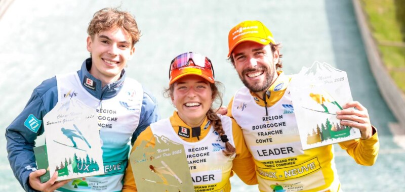 Drei Deutsche auf dem Podium: Richard Stenzel (GER), Nathalie Armbruster (GER), Johannes Rydzek (GER), (l-r)
