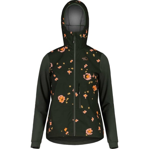 Maloja Sennes M. Printed Nordic Hybrid Softshell Jacke Damen (Dunkelgrün XS Größe)