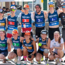 Die besten drei Teams: Lisa Hirner (AUT I), Johannes Lamparter (AUT I), Julian Schmid (GER I), Johannes Rydzek (GER I), Einar Luraas Oftebro (NOR I), Jens Luraas Oftebro (NOR I), (l-r), Claudia Purker (AUT I), Jenny Nowak (GER I), Nathalie Armbruster (GER I), Ida Marie Hagen (NOR I), Marte Leinan Lund (NOR I), (l-r)