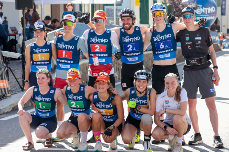 Die besten drei Teams: Lisa Hirner (AUT I), Johannes Lamparter (AUT I), Julian Schmid (GER I), Johannes Rydzek (GER I), Einar Luraas Oftebro (NOR I), Jens Luraas Oftebro (NOR I), (l-r), Claudia Purker (AUT I), Jenny Nowak (GER I), Nathalie Armbruster (GER I), Ida Marie Hagen (NOR I), Marte Leinan Lund (NOR I), (l-r)